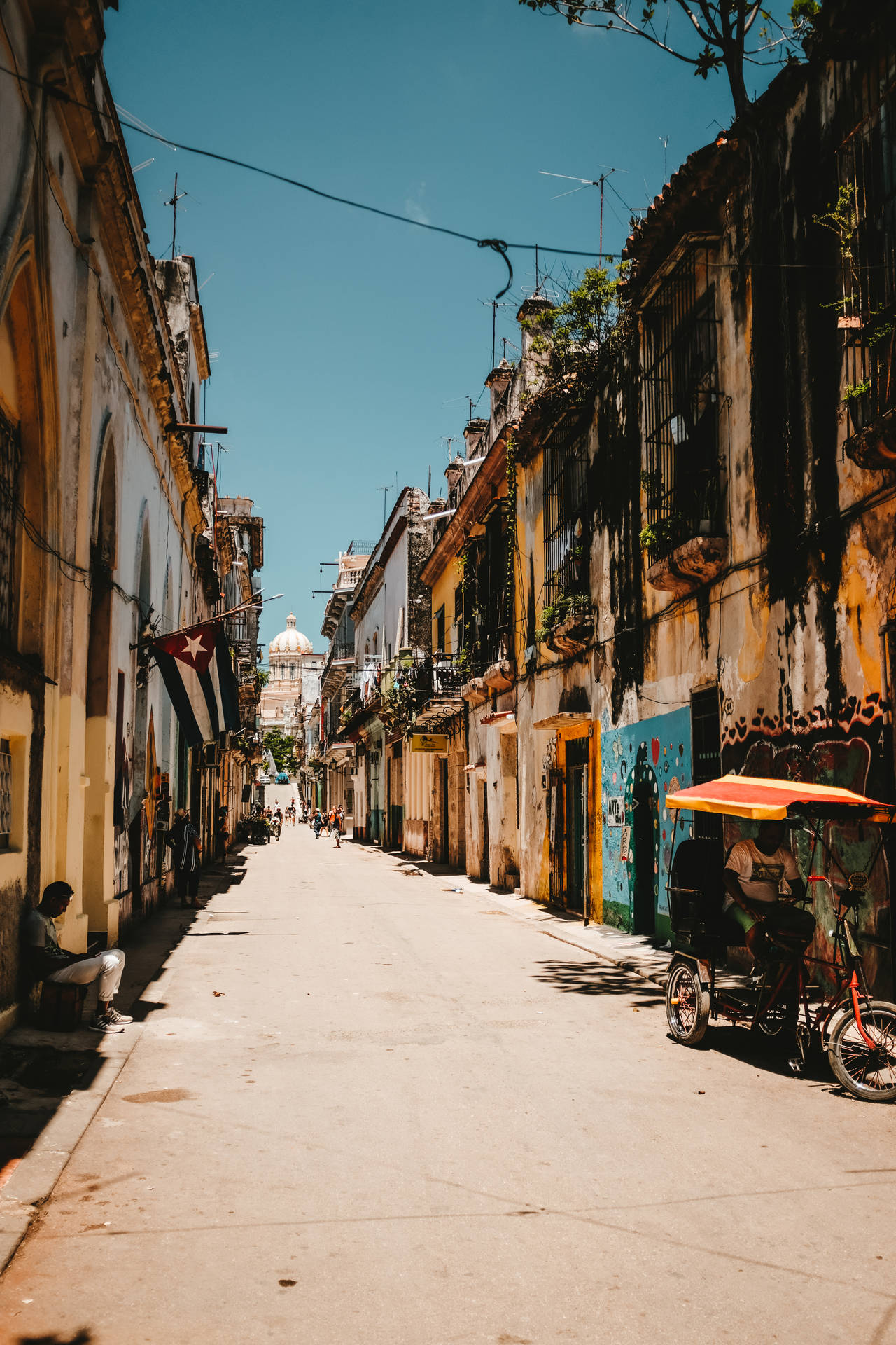 Empty Street In Cuba Background