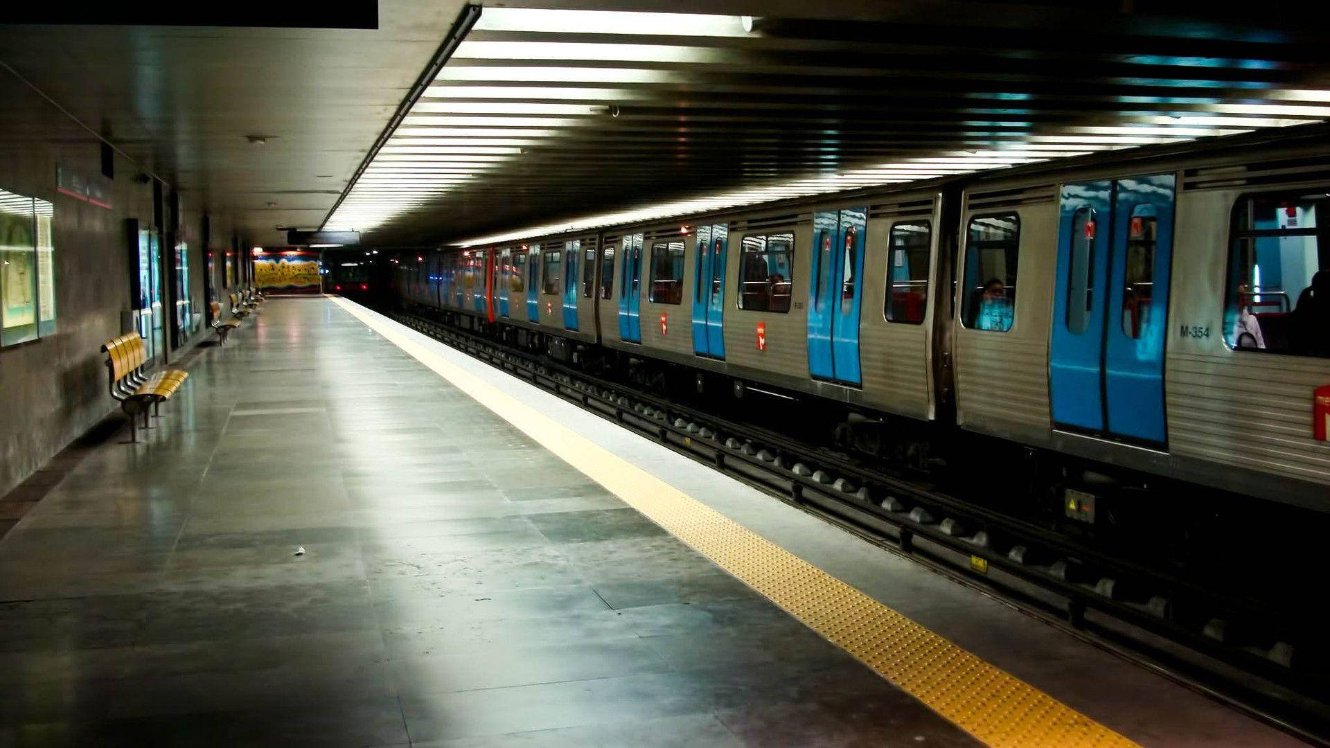 Empty Subway Platform Background