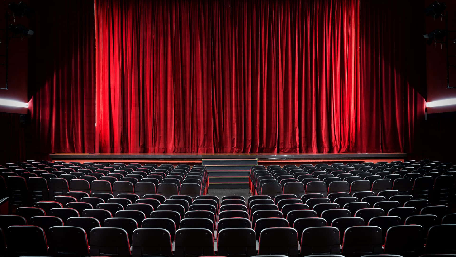 Empty Theater Red Curtains Seats