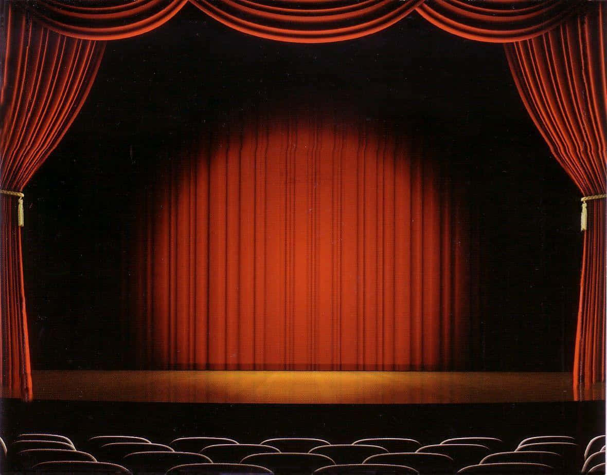 Empty Theater Stage Spotlight In Cartoon Style Background