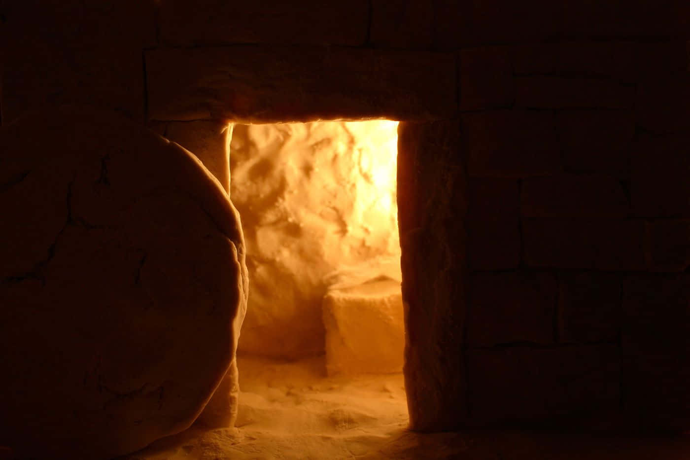 Empty Tomb With Light Outside Background