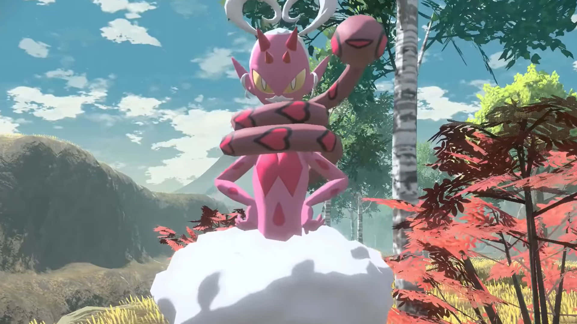 Enamorus Beside A Red Plant