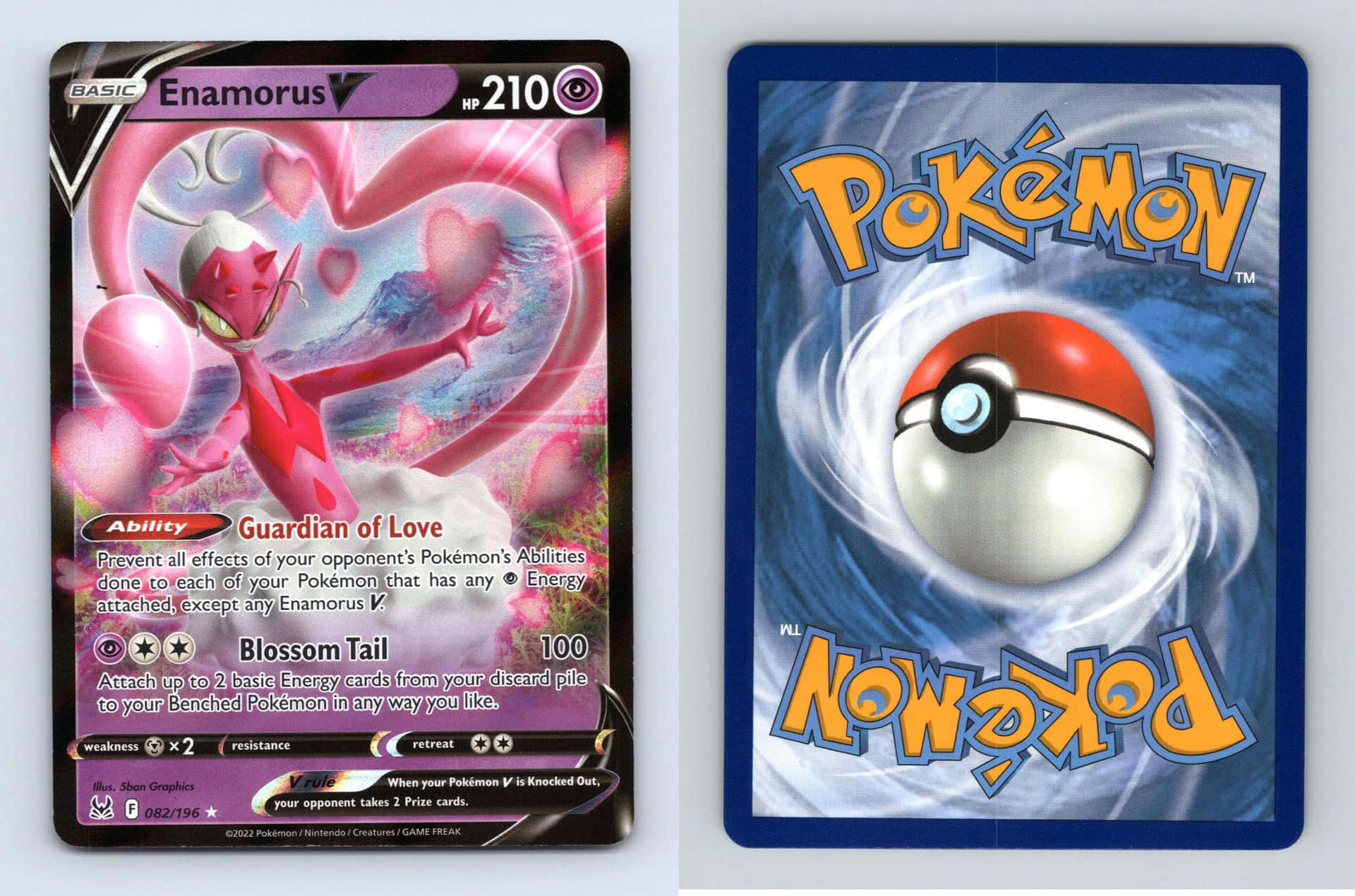 Enamorus Pokemon Card On Display Background