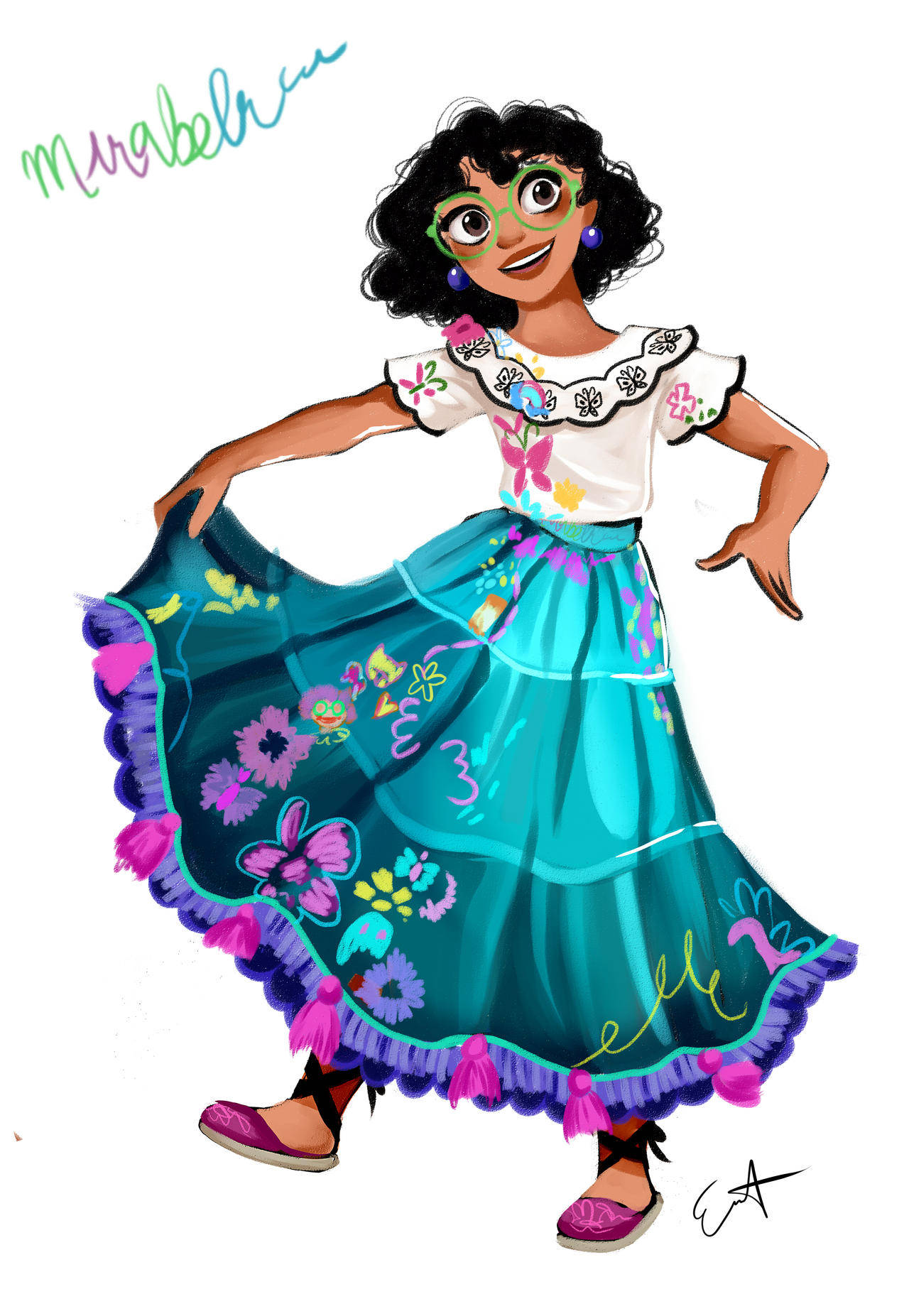 Encanto's Mirabel Madrigal In Her Vibrant Skirt Background