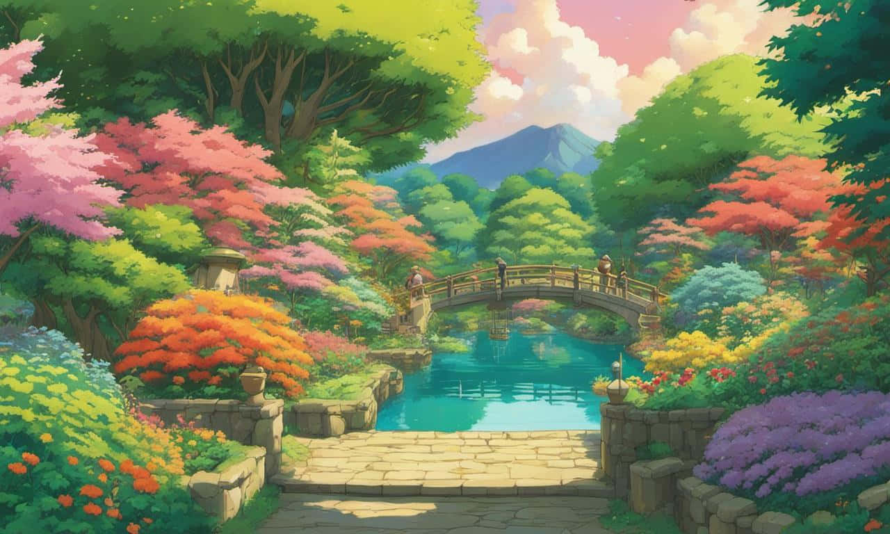 Enchanted_ Anime_ Garden_ Bridge Background