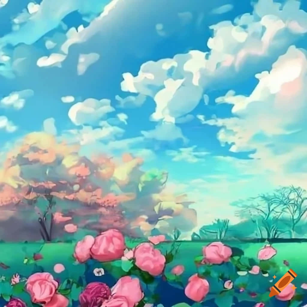 Enchanted_ Anime_ Garden_ Scene Background