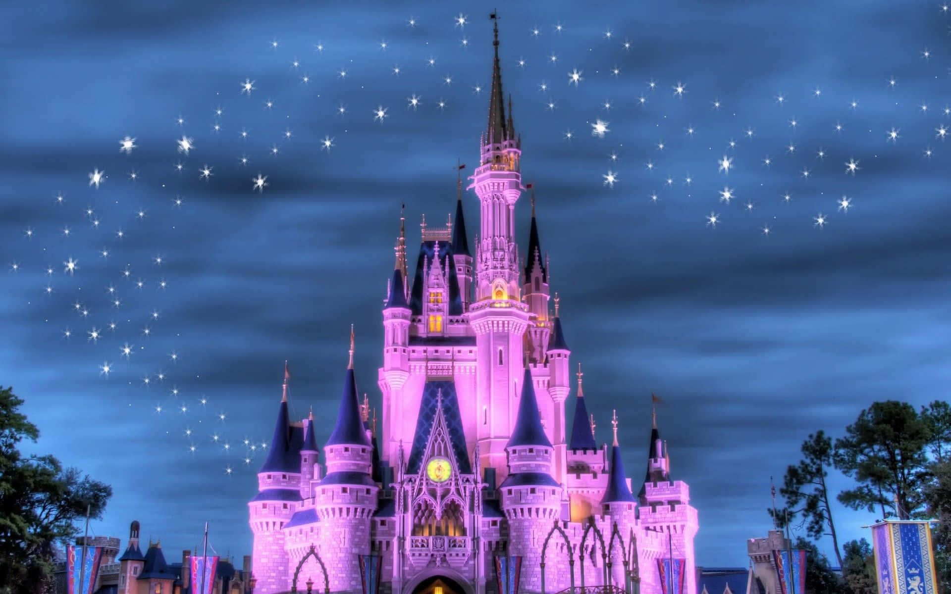 Enchanted_ Castle_ Under_ Twinkling_ Stars Background
