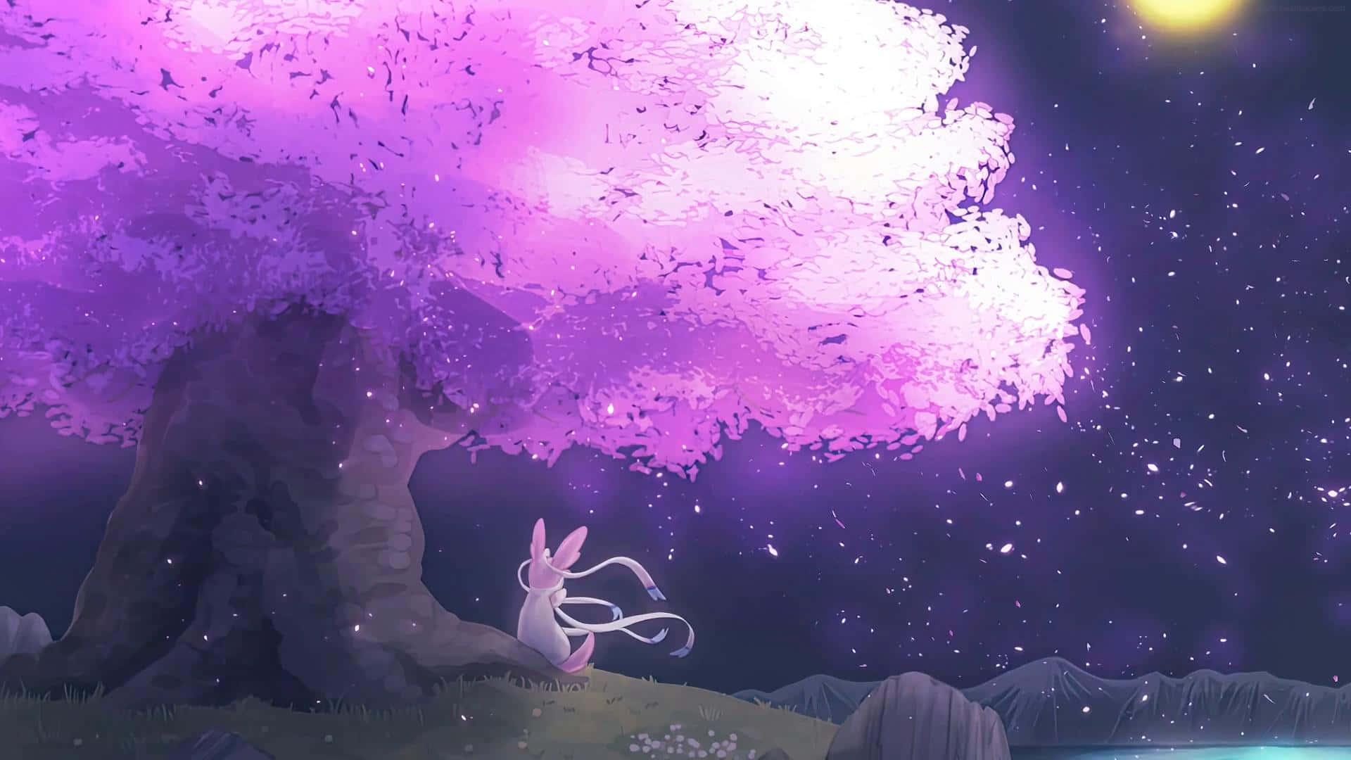 Enchanted Cherry Blossom Night Anime Background