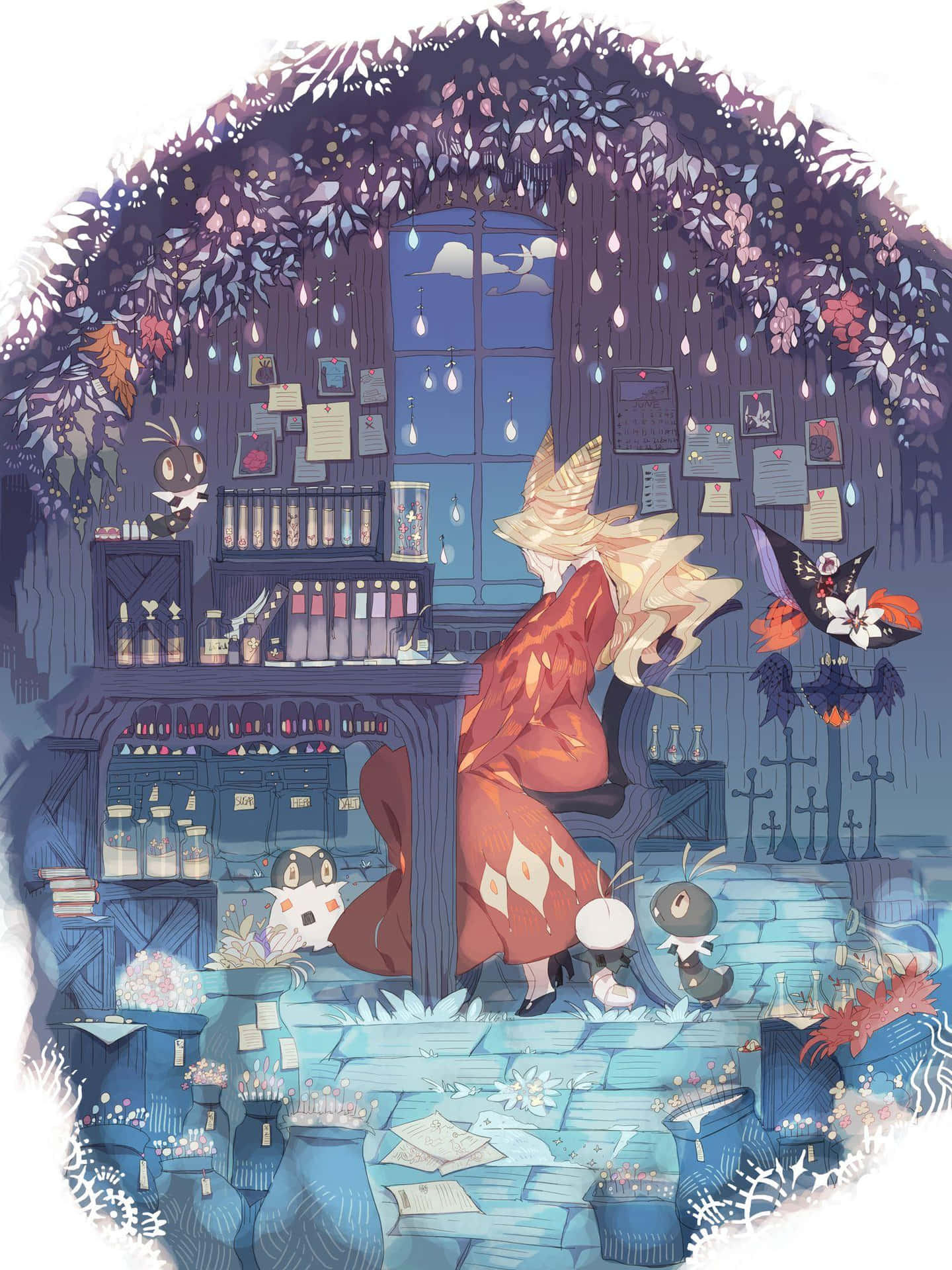 Enchanted Delphox Magical Study Background