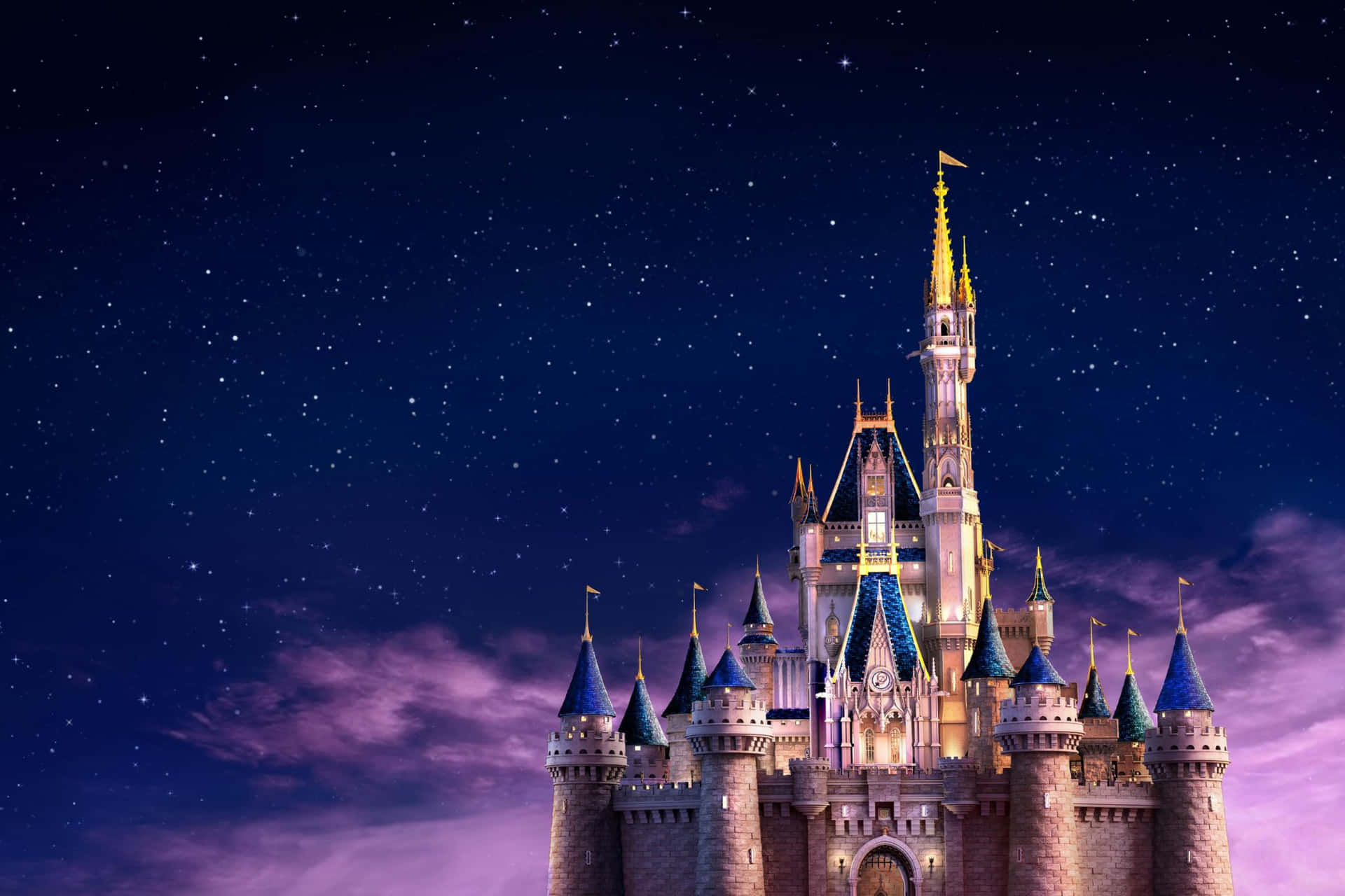 Enchanted Disney Castle Night Sky Background