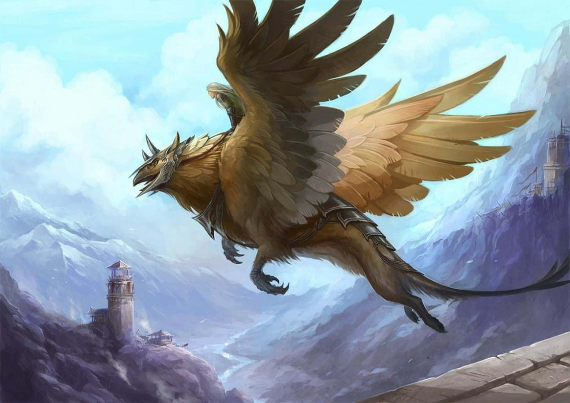 Enchanted Encounter With A Majestic Griffin Background