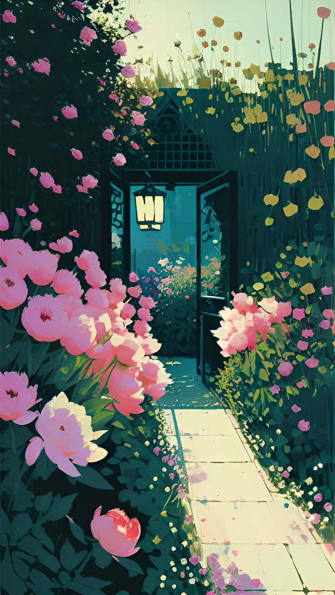 Enchanted Floral Pathway Background