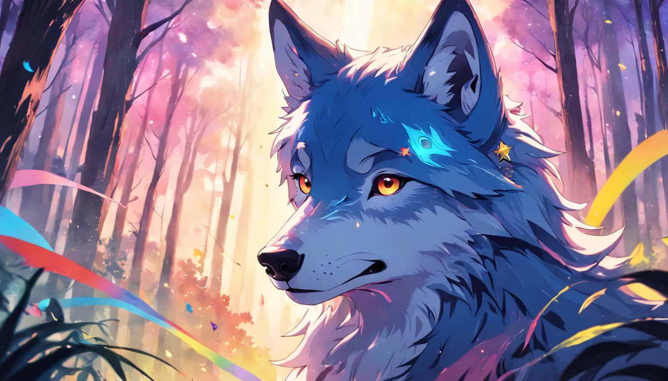 Enchanted Forest Anime Wolf Background