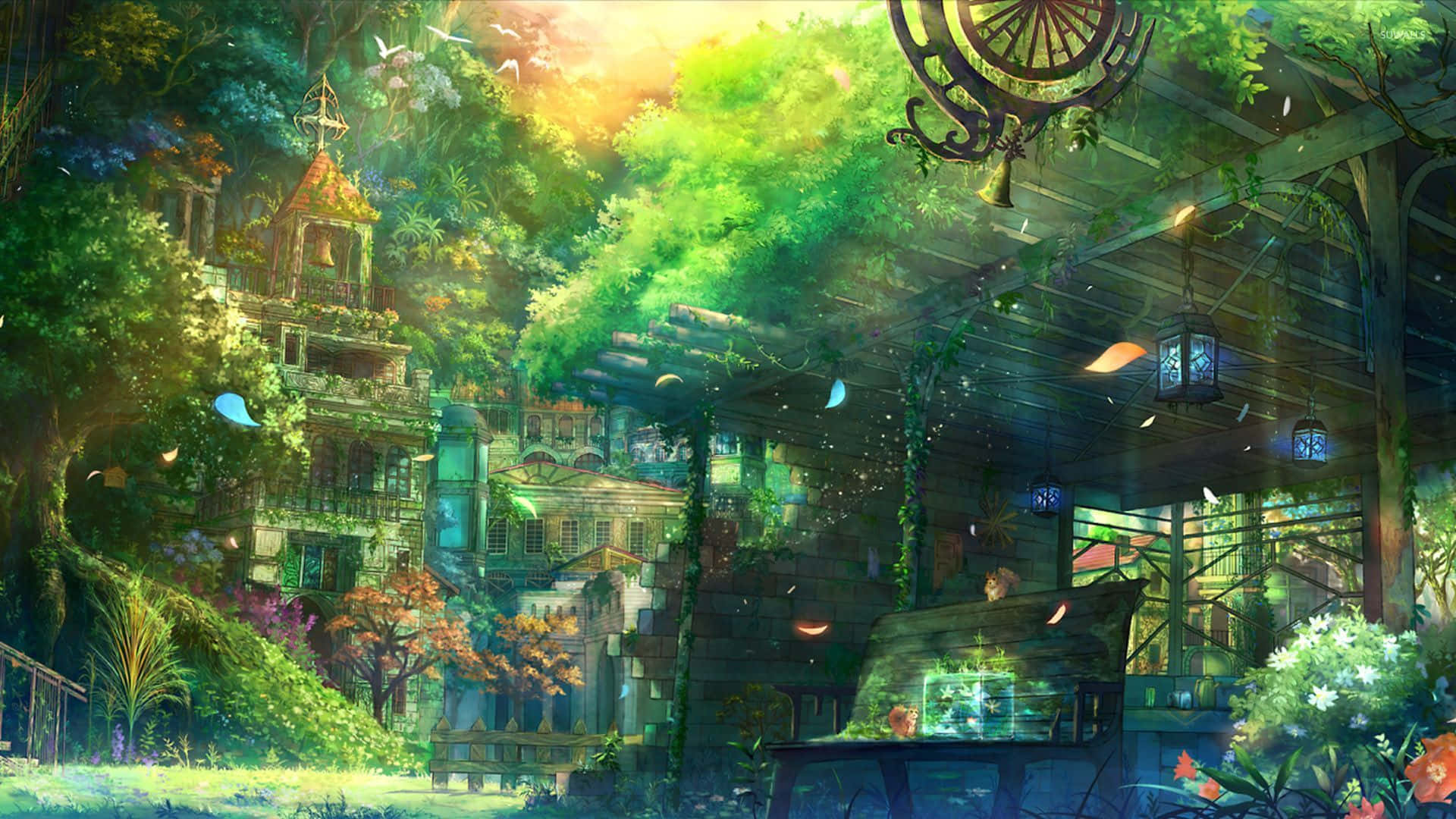 Enchanted_ Forest_ Cafe_ Anime_ Scene Background