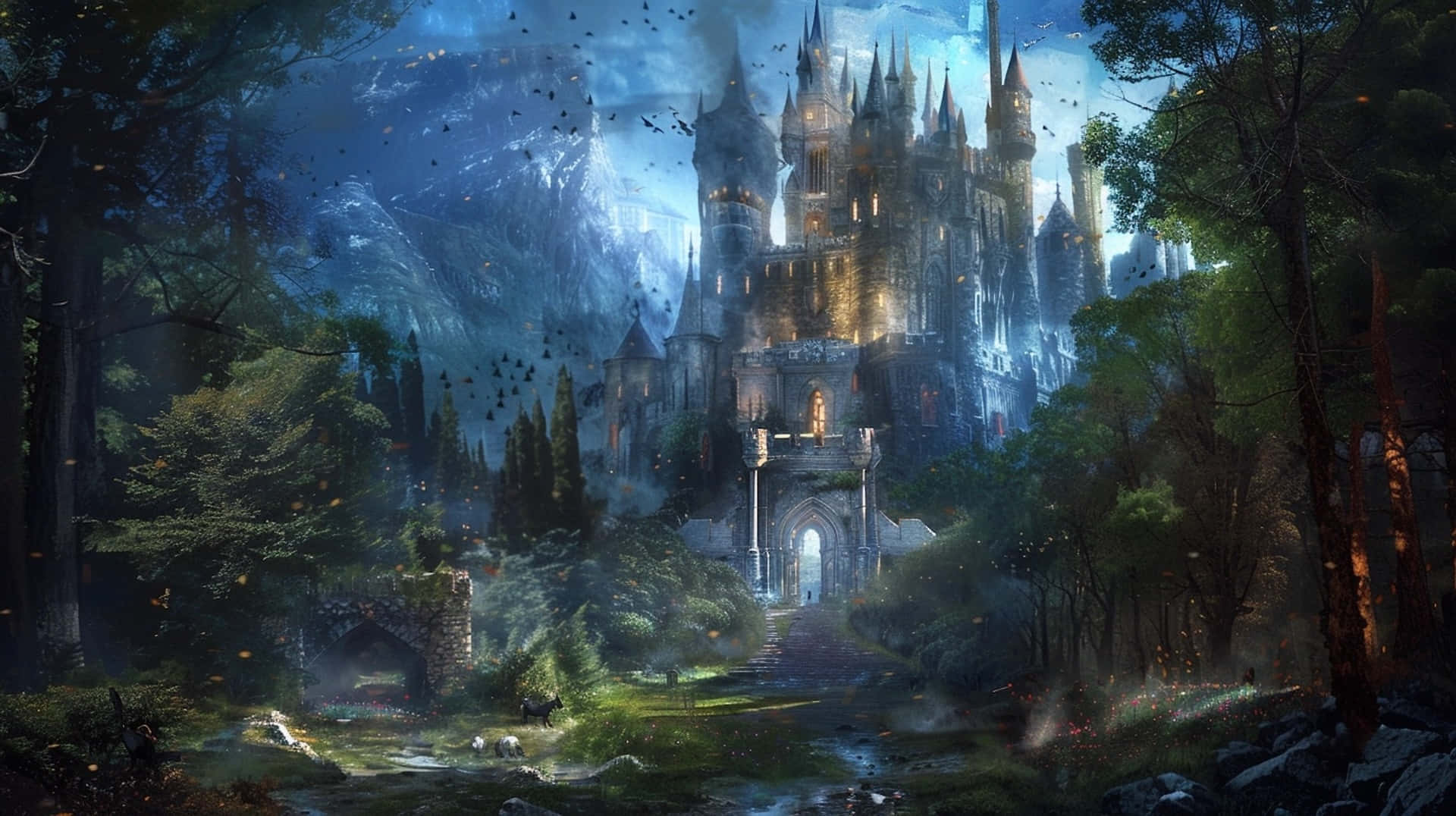 Enchanted_ Forest_ Castle_ Fantasy Background