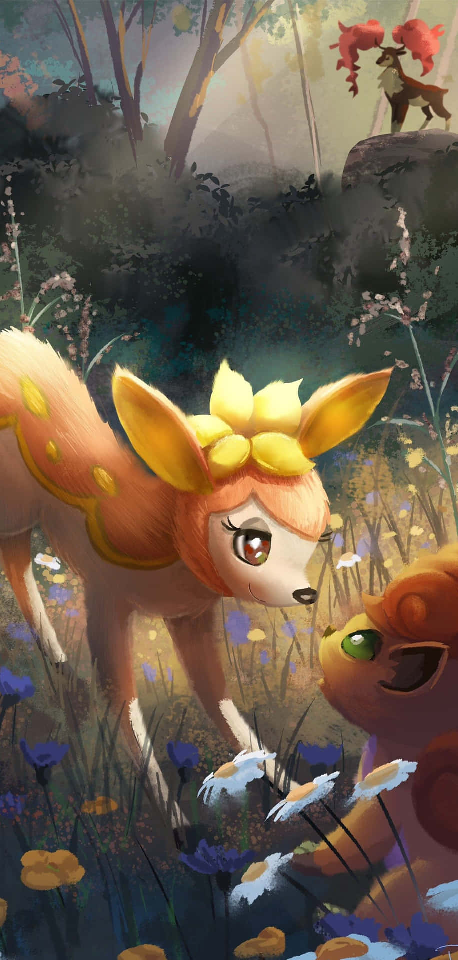Enchanted Forest Deerlingand Sawsbuck Background