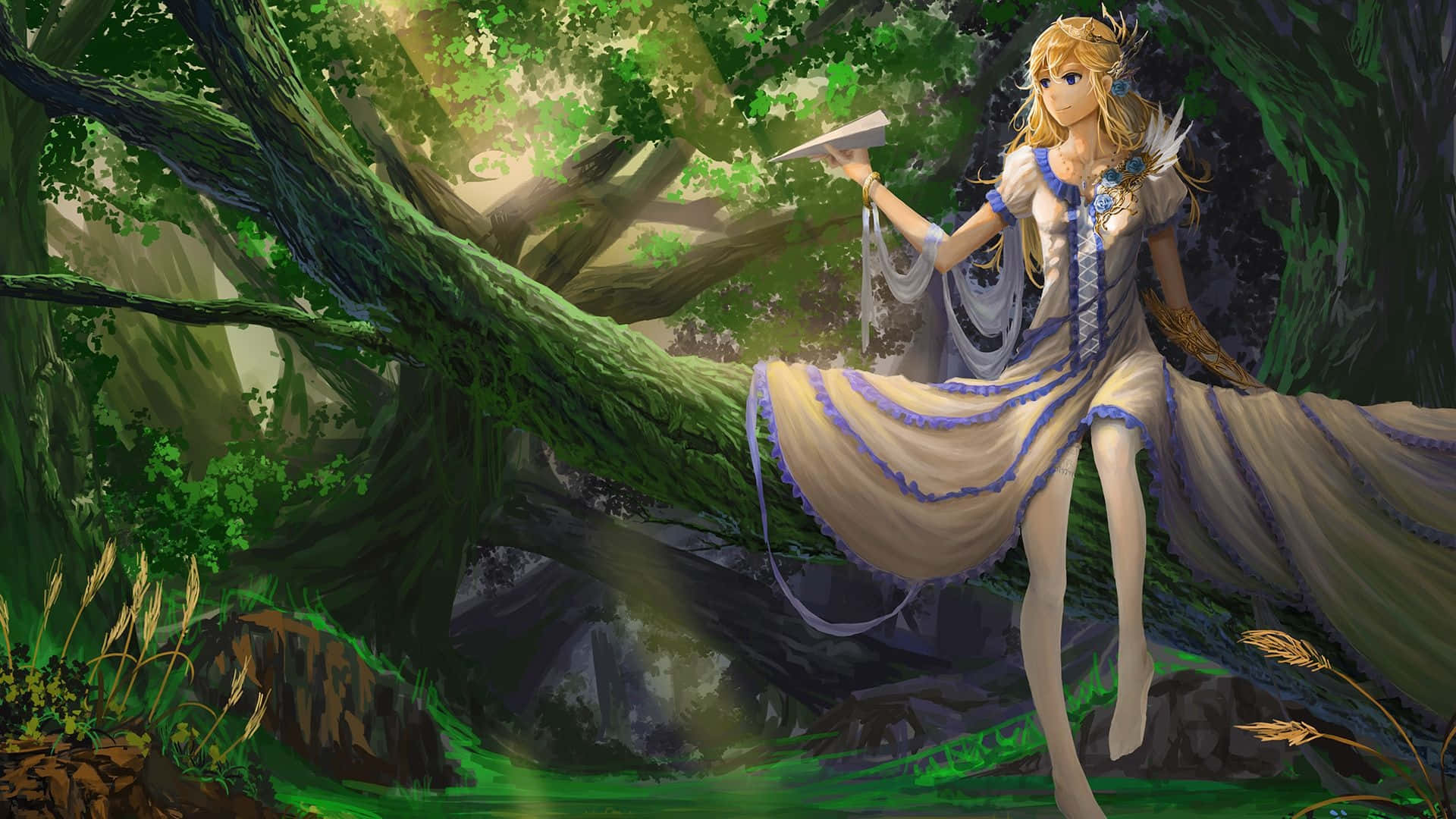 Enchanted_ Forest_ Elven_ Maiden Background