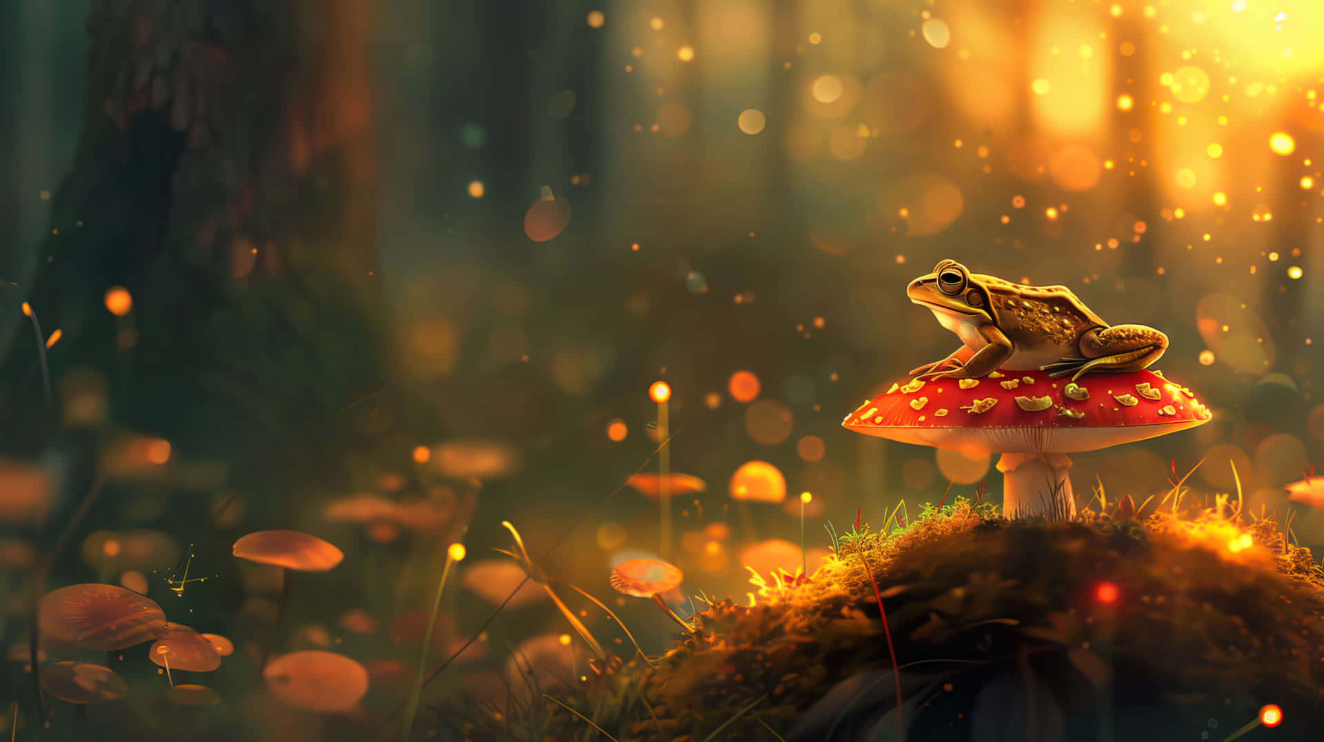 Enchanted_ Forest_ Frog_ Perched_on_ Mushroom.jpg Background
