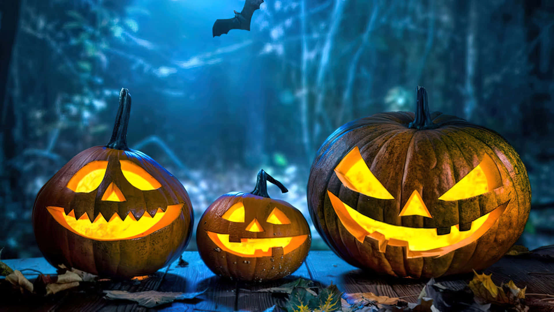 Enchanted Forest Jack O Lanterns Background