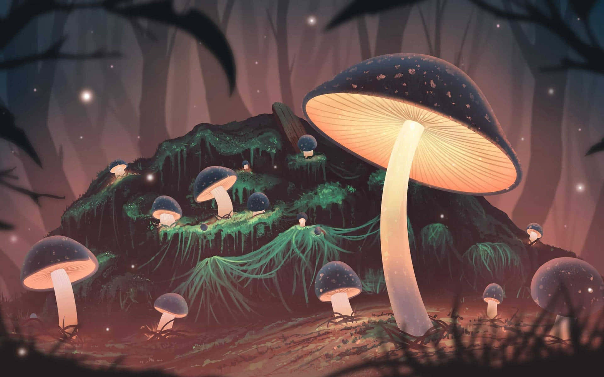 Enchanted_ Forest_ Mushroom_ Glow Background