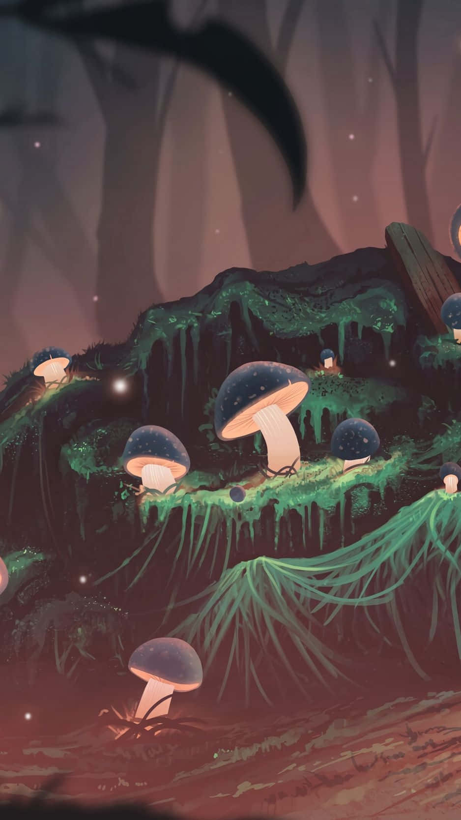 Enchanted Forest Mushrooms Art Background