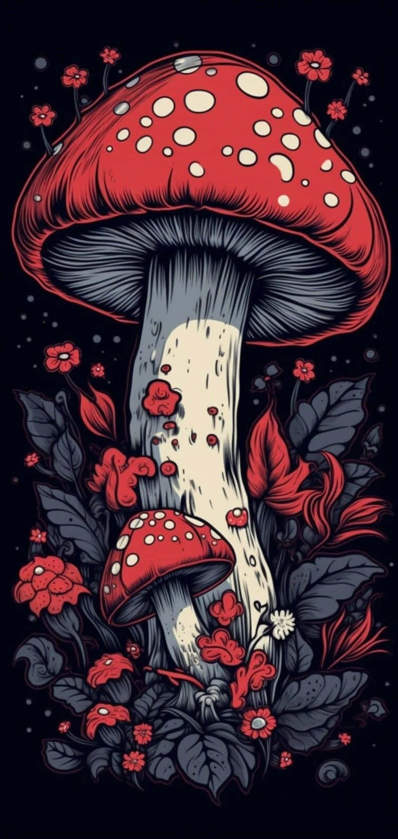 Enchanted Forest Mushrooms Artwork Background