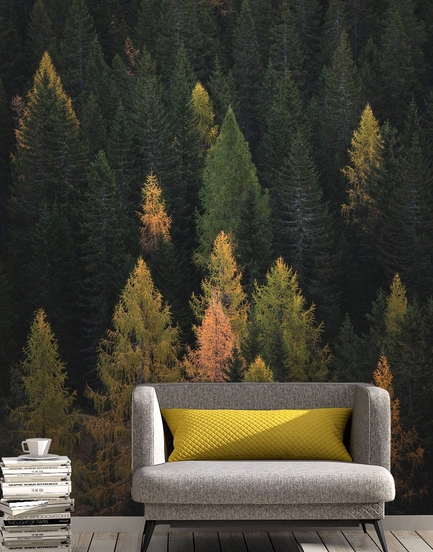 Enchanted Forest Wall Behind Sofa Background