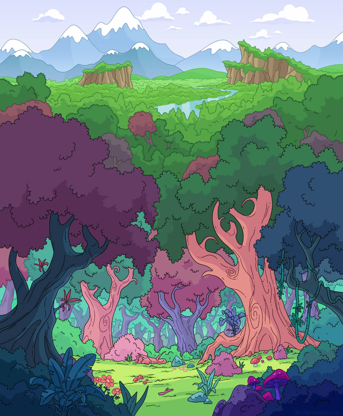 Enchanted Forest With Colorful Trees Background