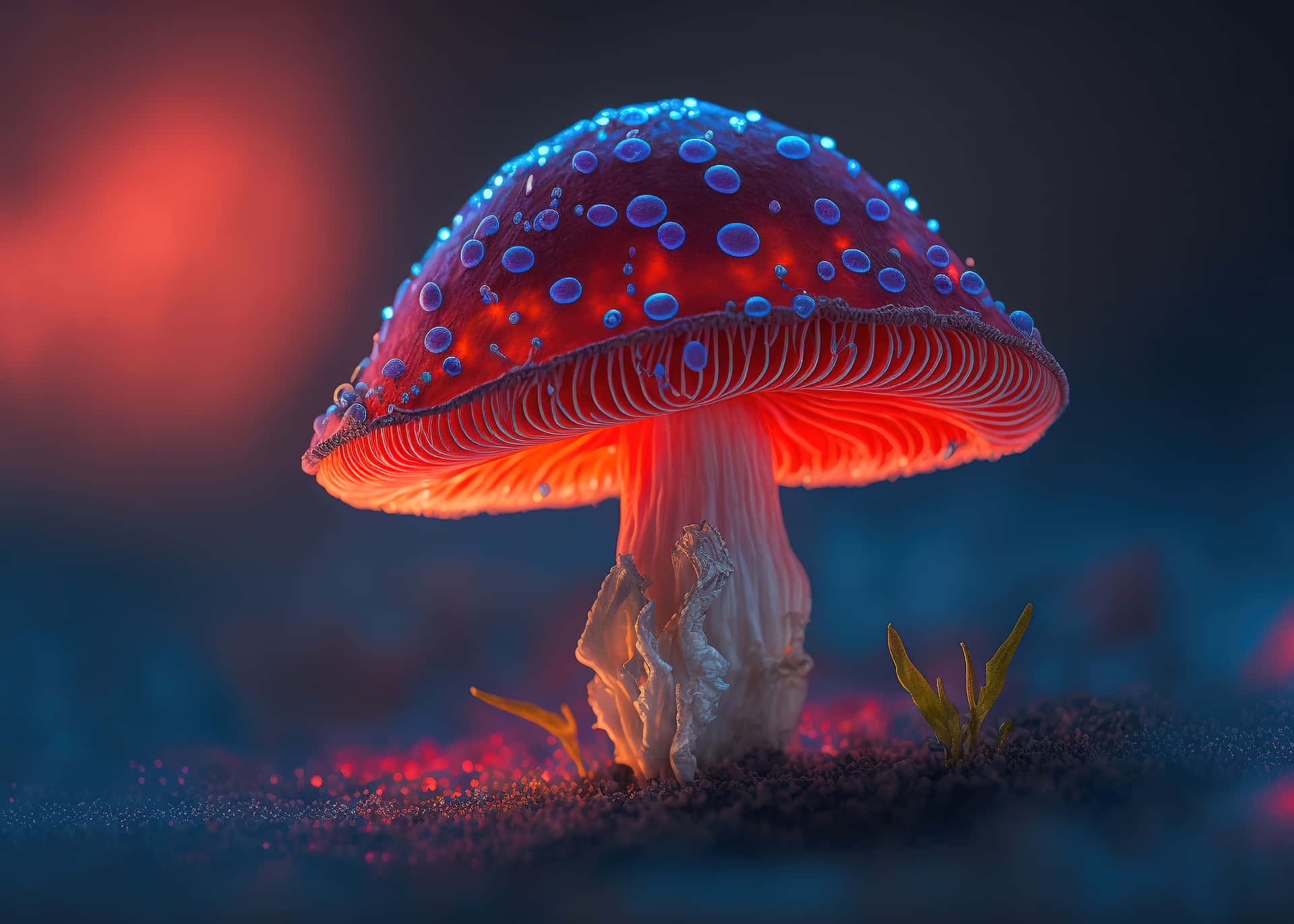 Enchanted Glowing Mushroom Art Background