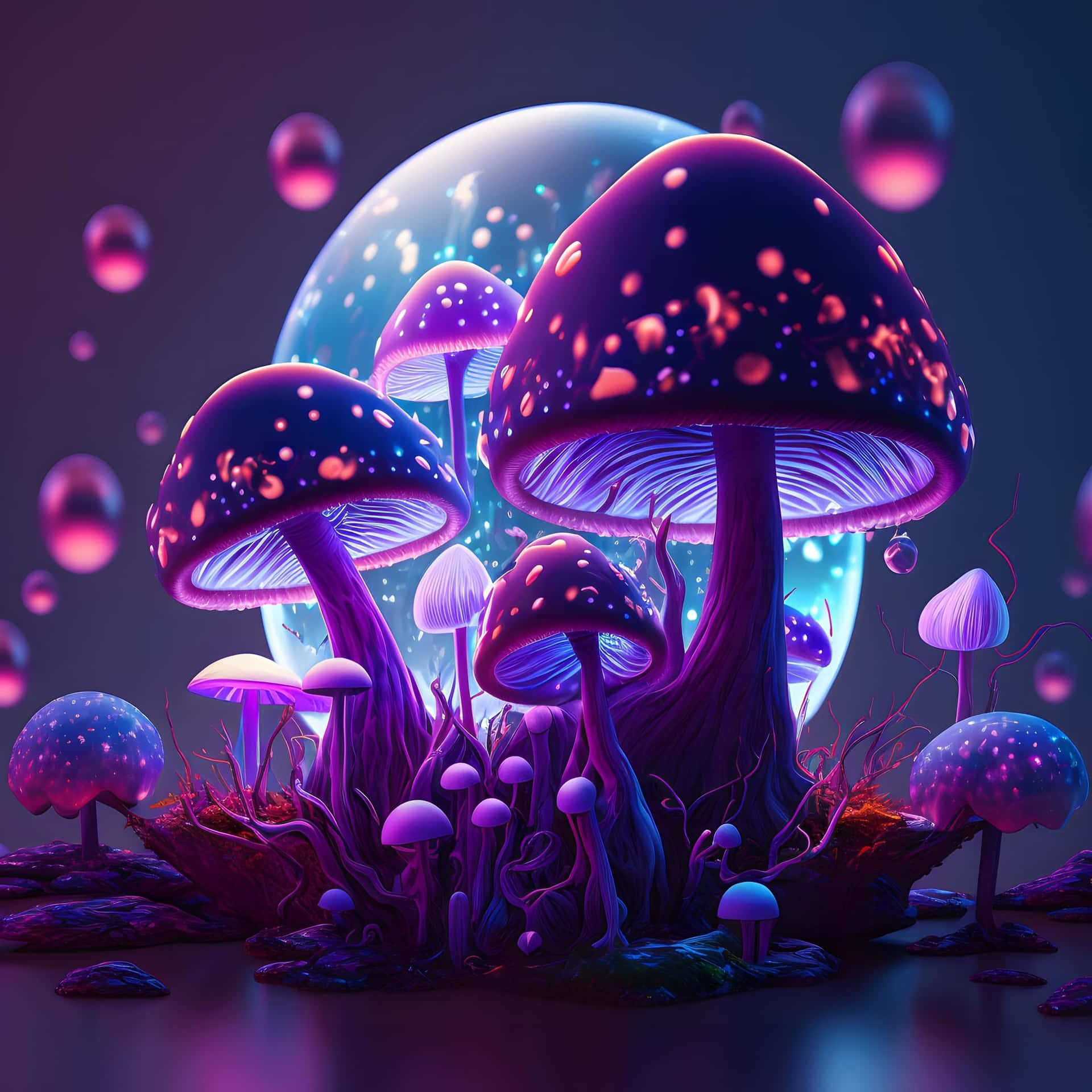 Enchanted_ Glowing_ Mushroom_ Forest_ Art Background
