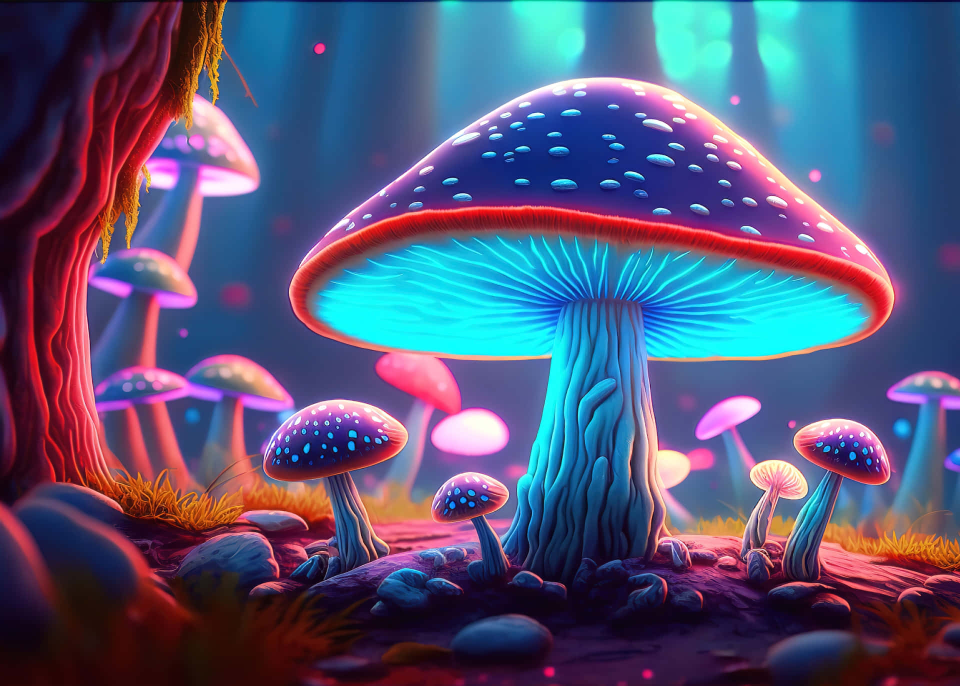 Enchanted_ Glowing_ Mushroom_ Forest_ Art Background