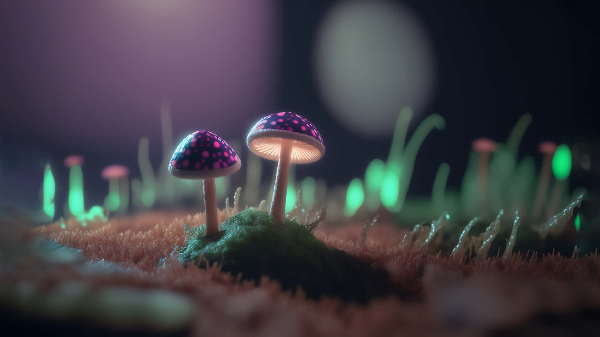 Enchanted_ Glowing_ Mushrooms_ Art Background