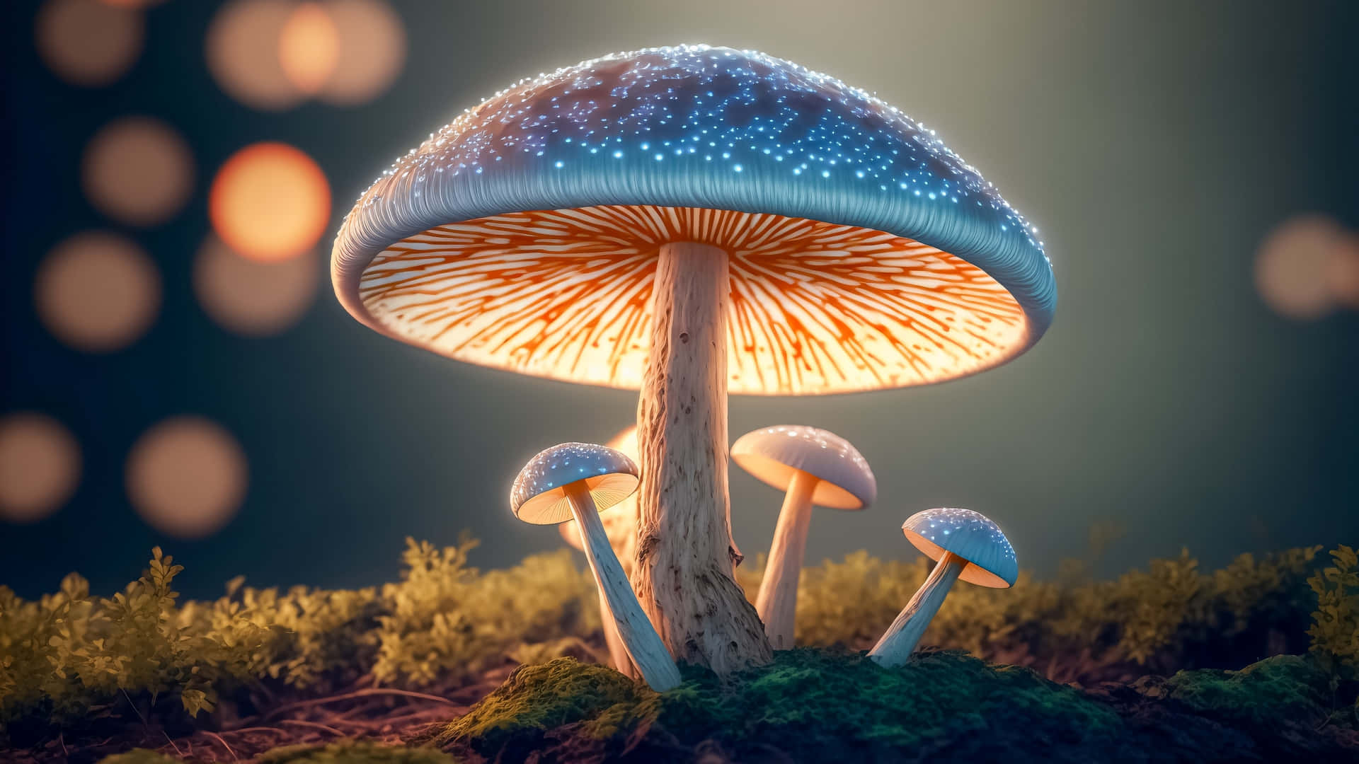 Enchanted Glowing Mushrooms Art Background