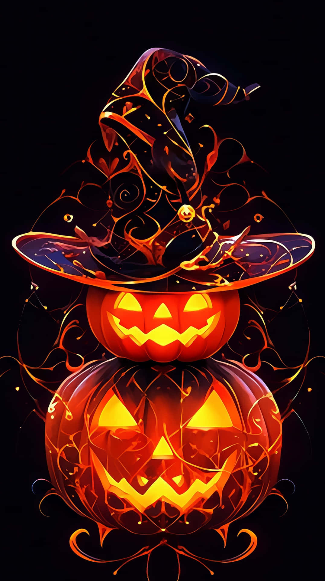 Enchanted Halloween Pumpkin Witchi Phone Wallpaper Background