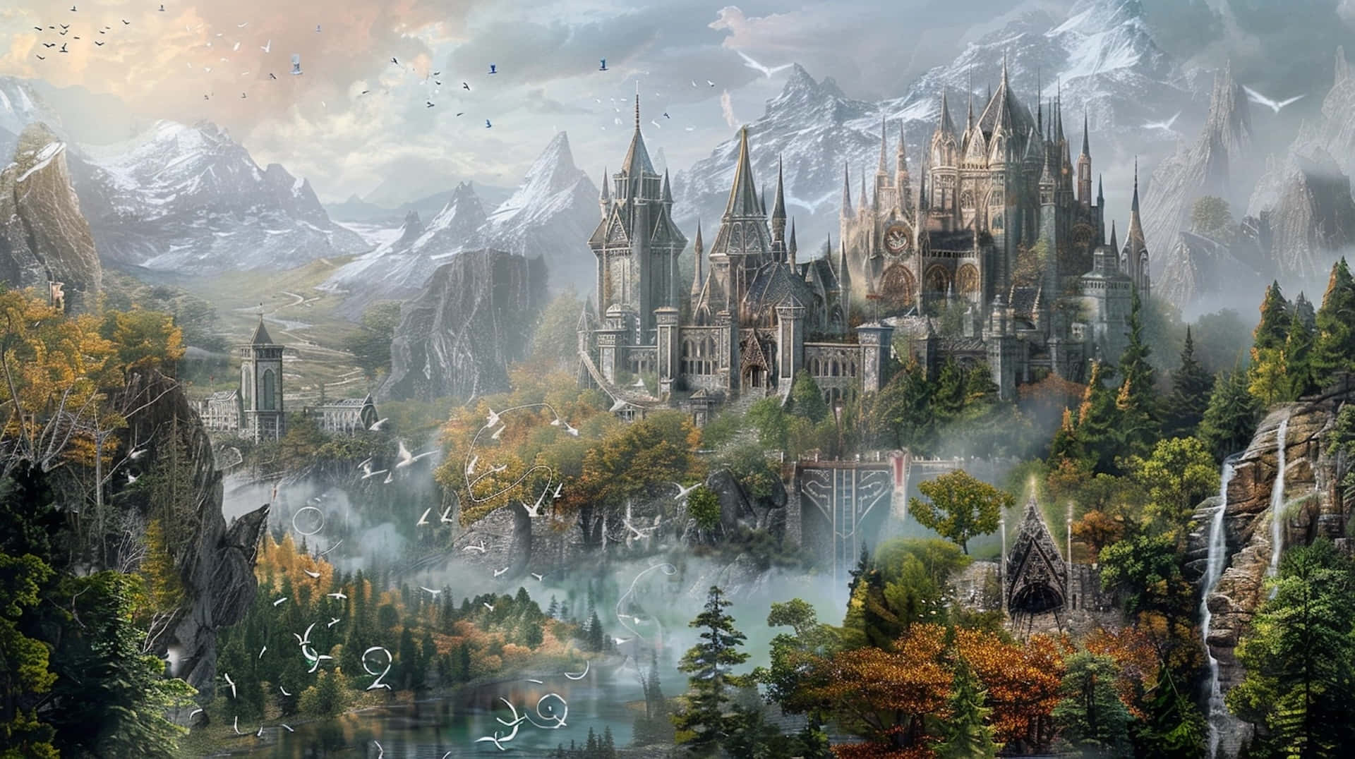 Enchanted_ Medieval_ Castle_ Valley Background
