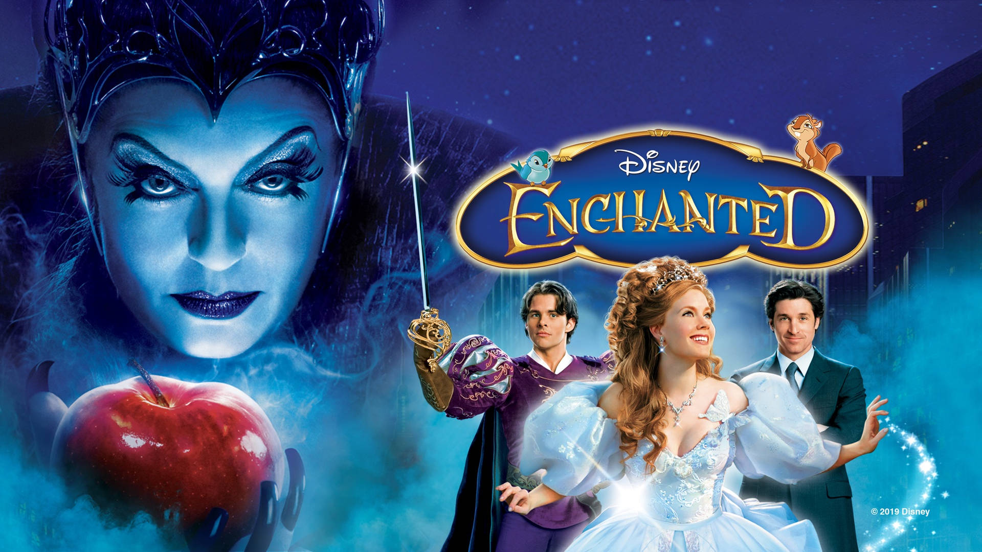 Enchanted Movie Poster With Logo Background