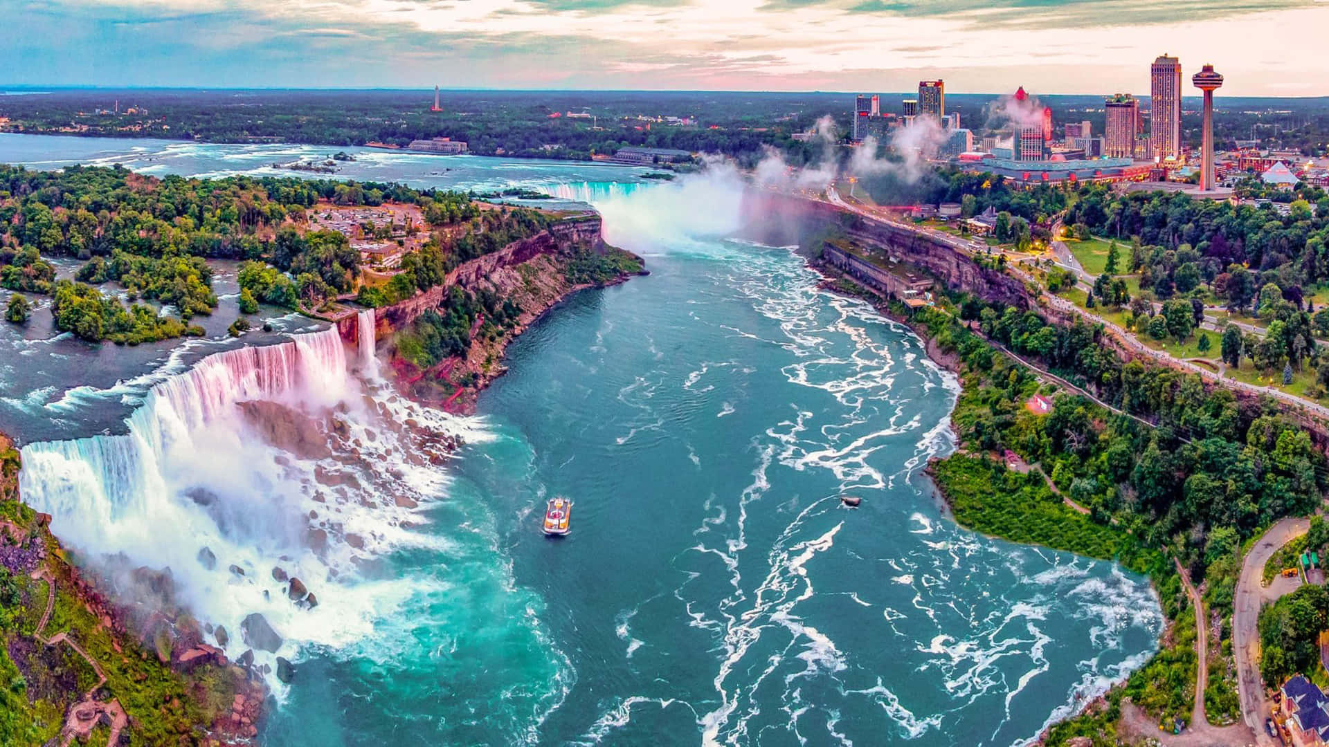 Enchanted Niagara Falls Canada Aerial View Background