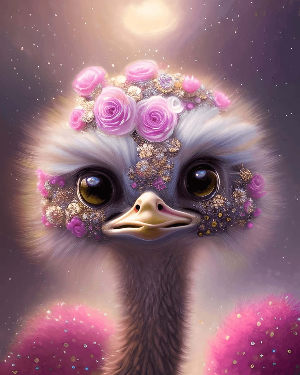 Enchanted Ostrich Portrait Background