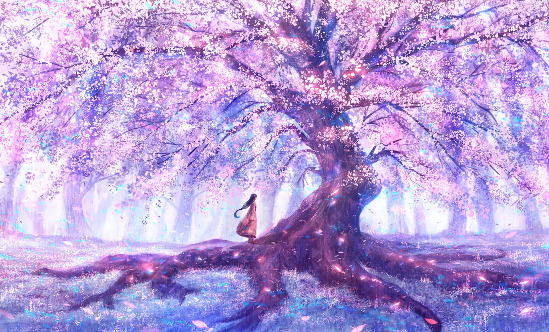 Enchanted Sakura Forest Background