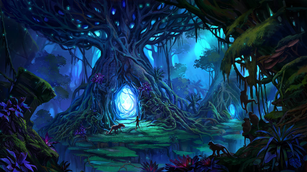 Enchanted Tree Digital Art Background