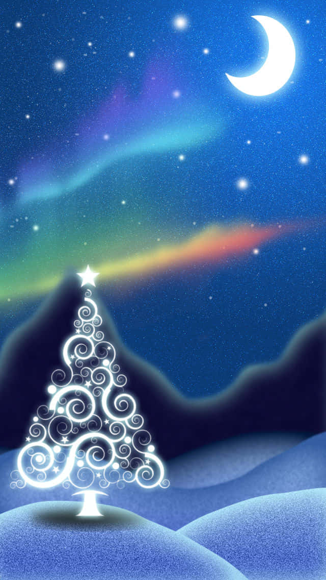 Enchanted Winter Night Christmas Tree Background