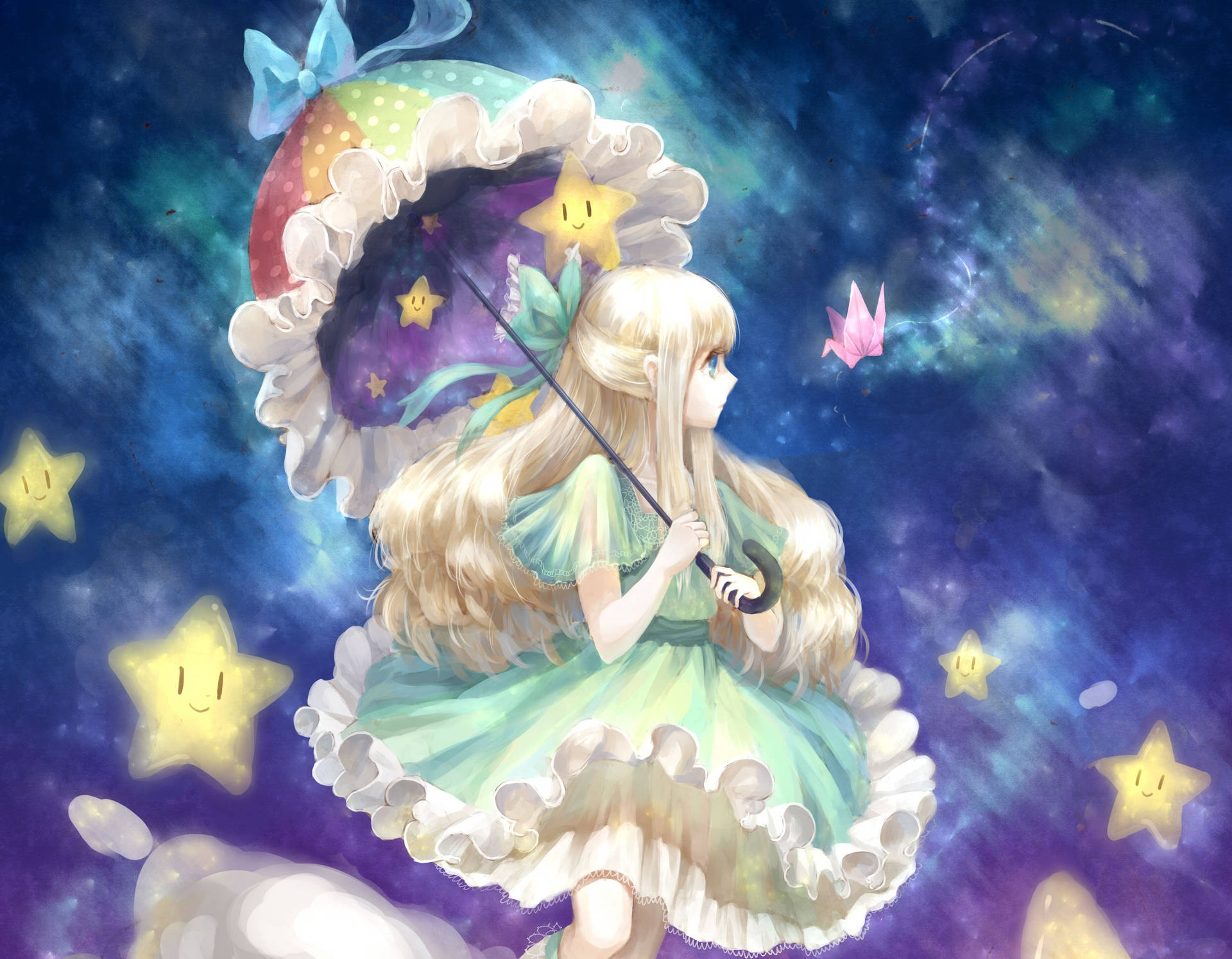 Enchanting Anime Girl In A Serene Setting Background