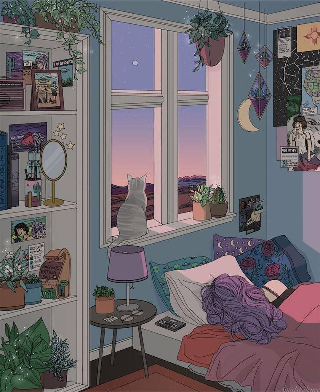 Enchanting Anime Inspired Bedroom Background