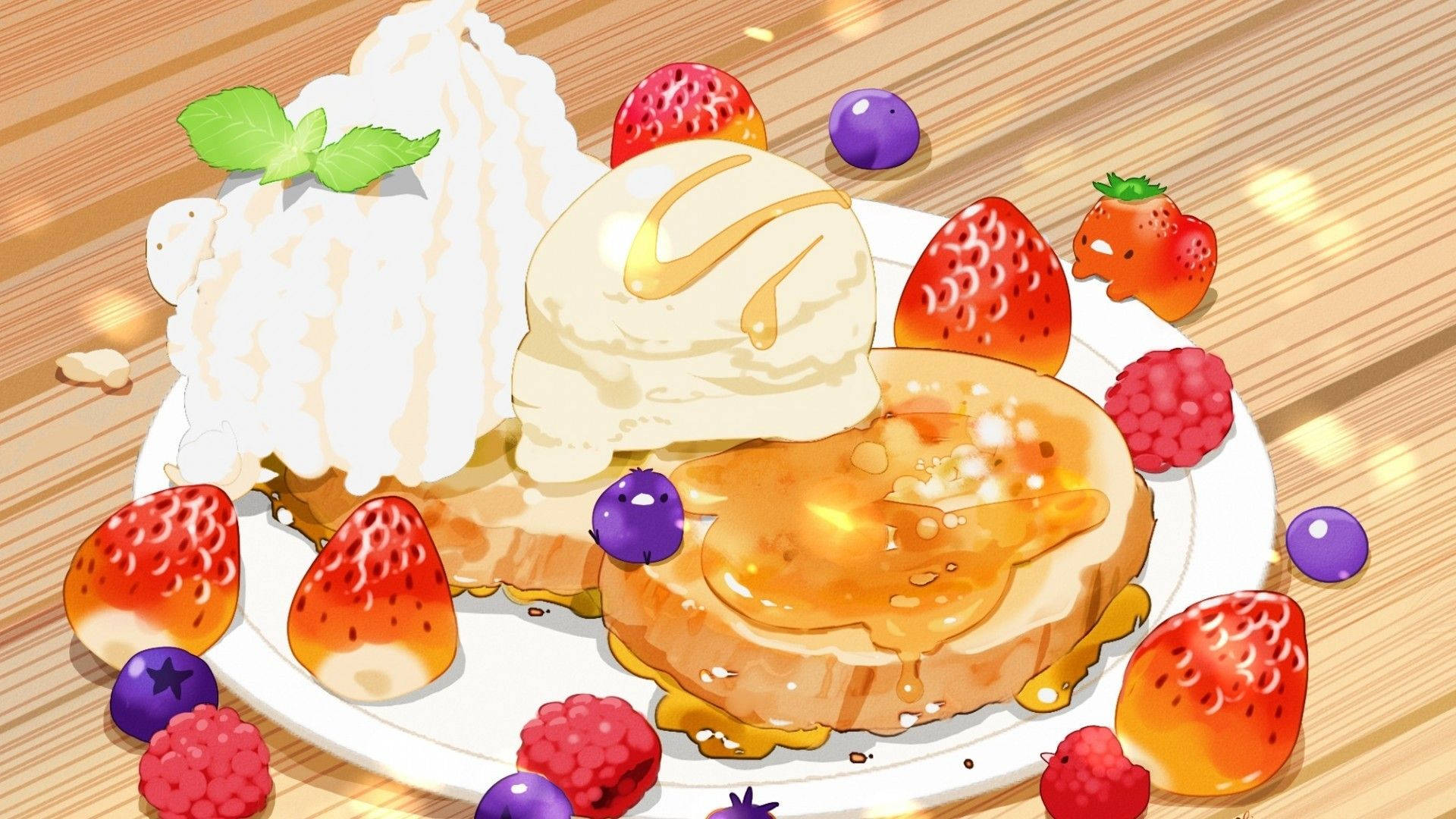 Enchanting Anime-inspired Dessert Spread Background