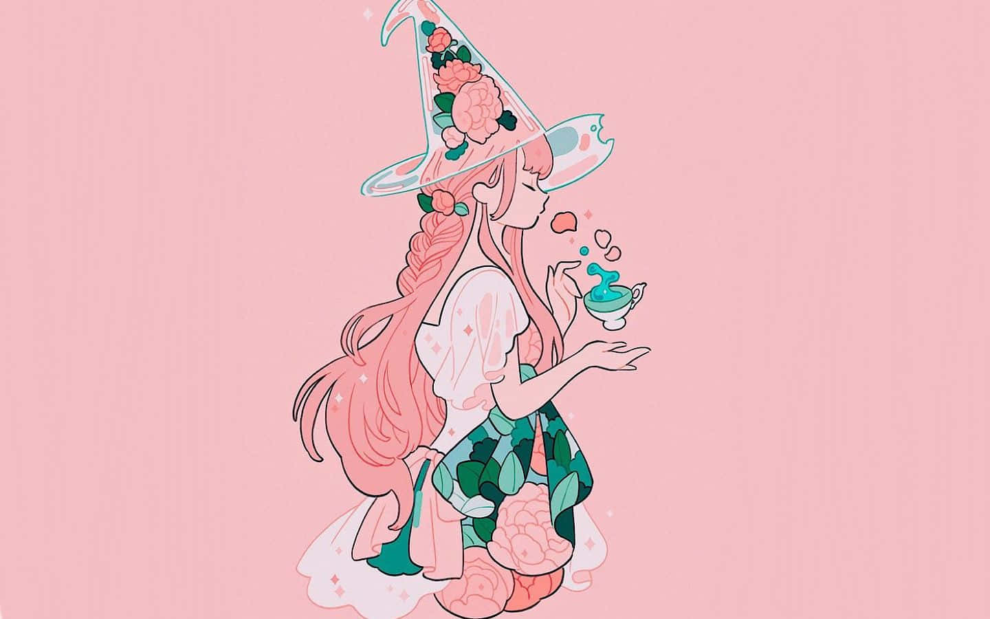 Enchanting Beauty Of Two Pastel-colored Witches Background