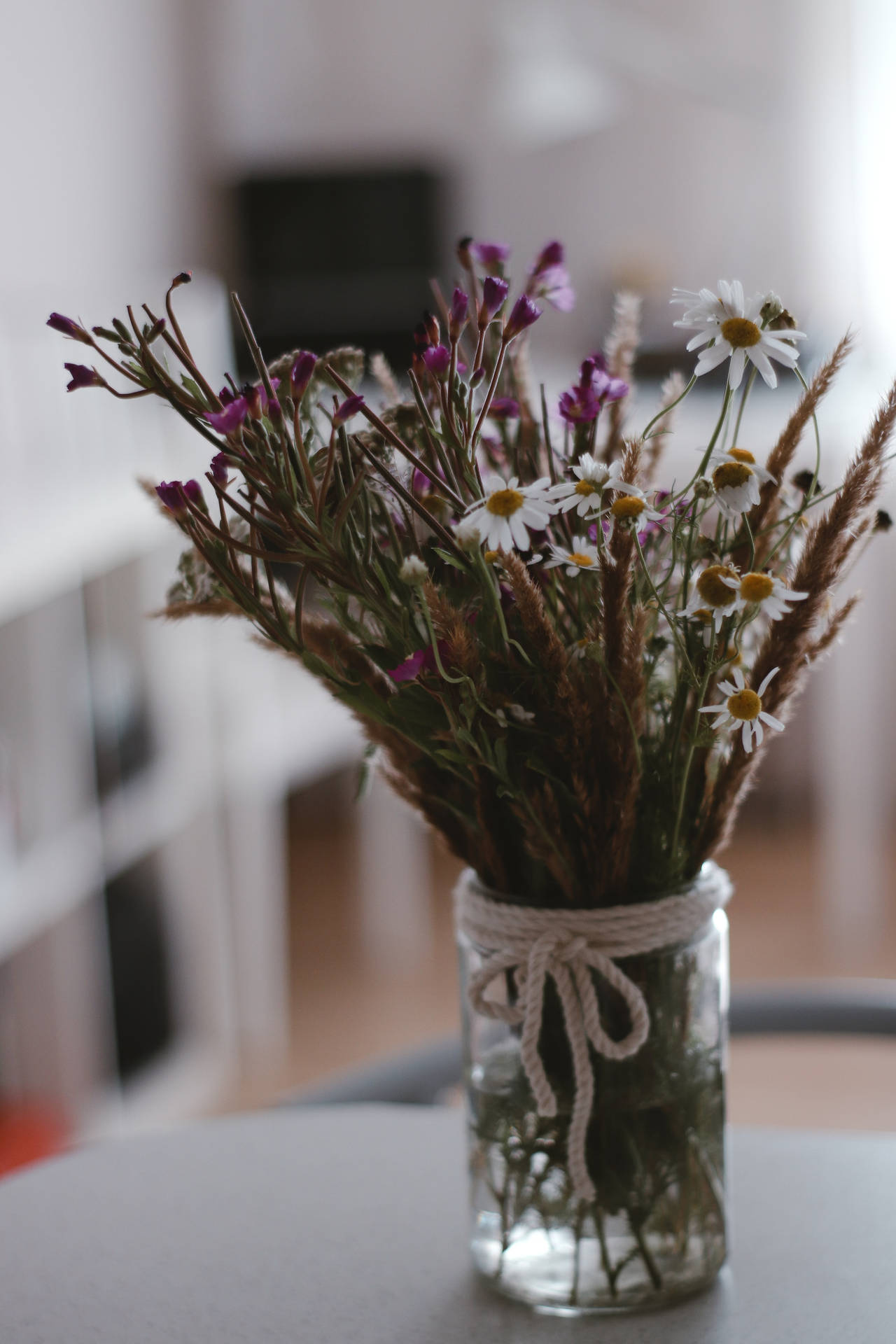 Enchanting Bouquet Of Catchflies And Chamomile Flowers Background