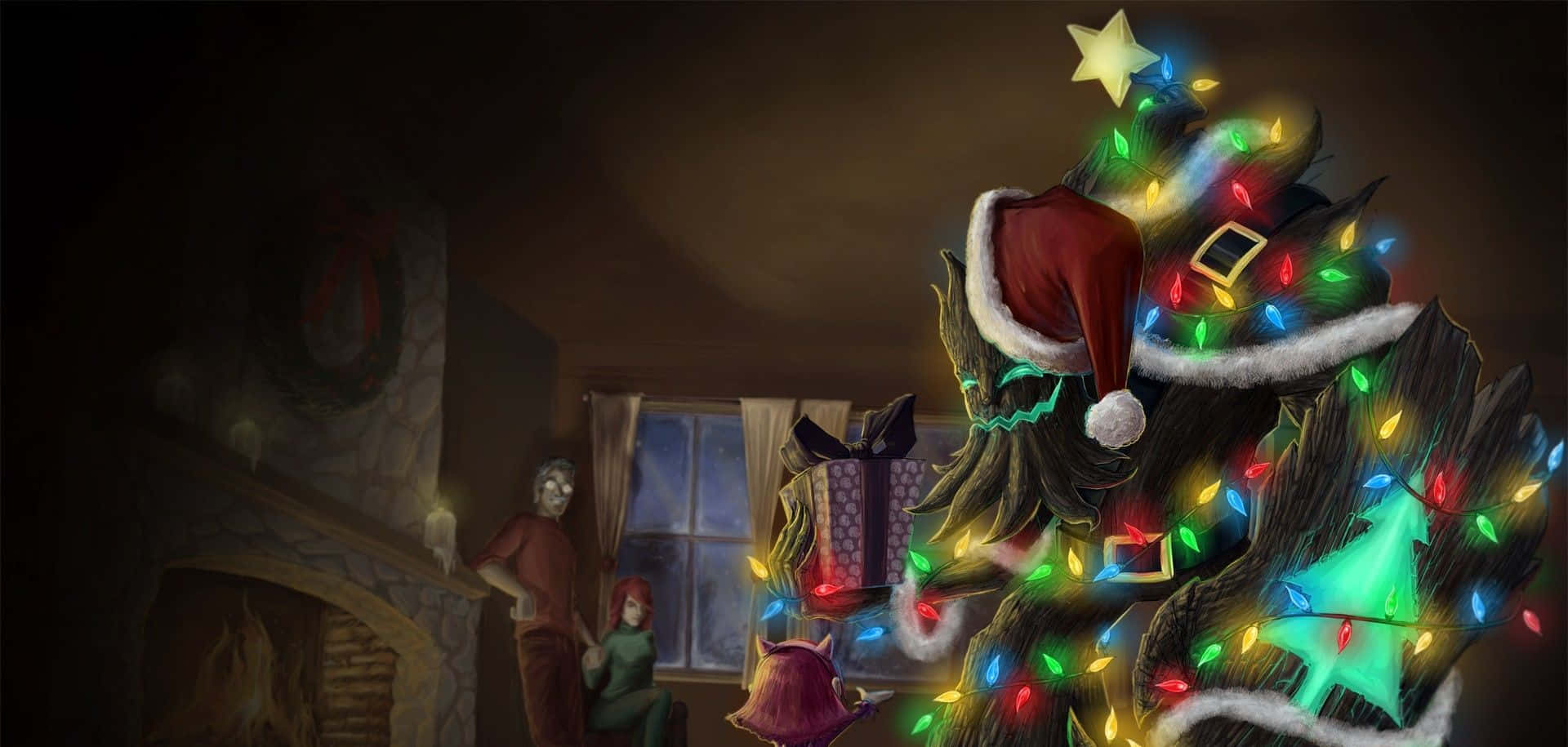 Enchanting Dark Christmas Scene Background