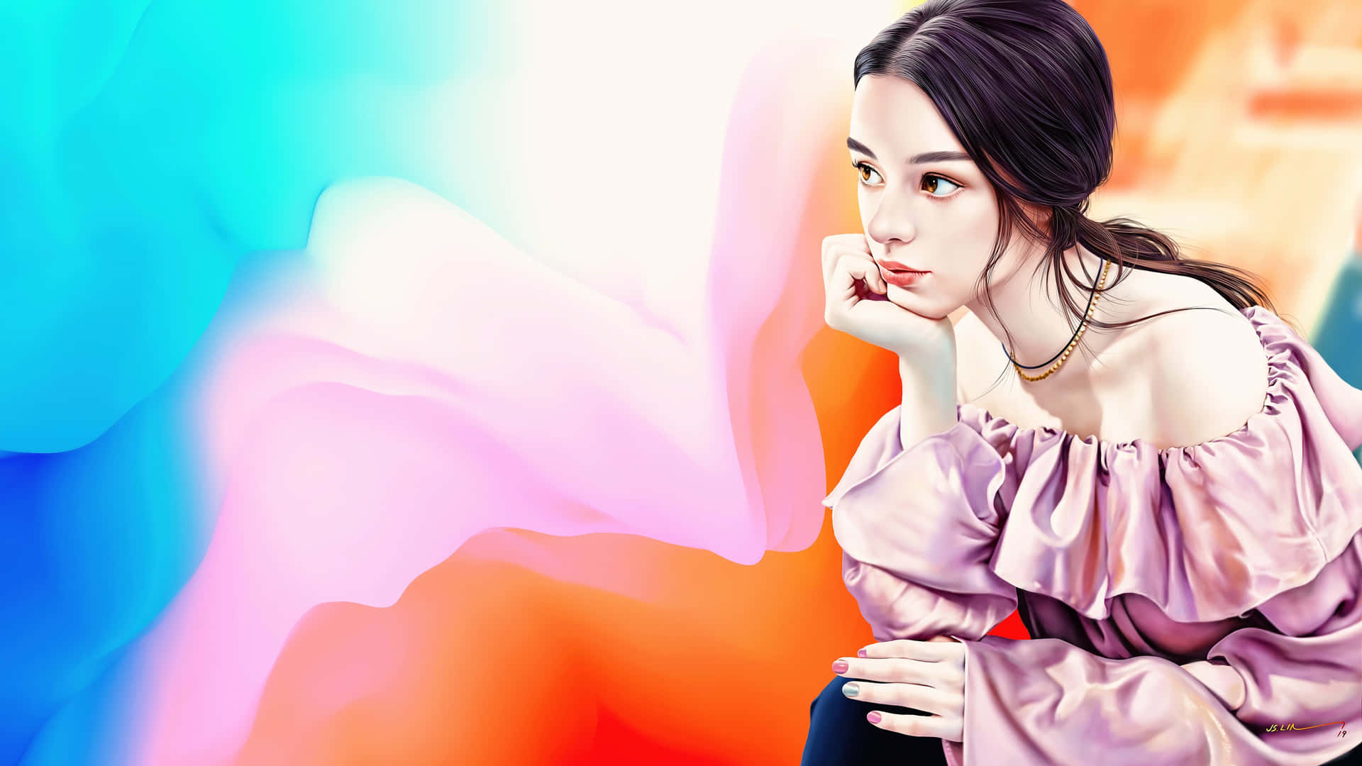 Enchanting Digital Art Of A Massive Tree In A Vibrant Landscape Background