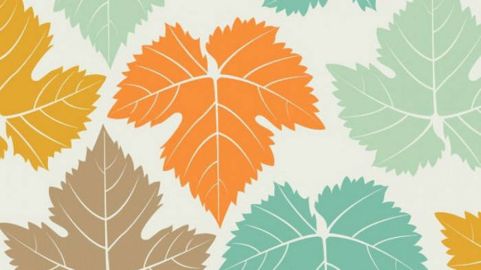 Enchanting Display Of Autumn - Orange, Brown, And Blue Maple Leaves Aesthetic