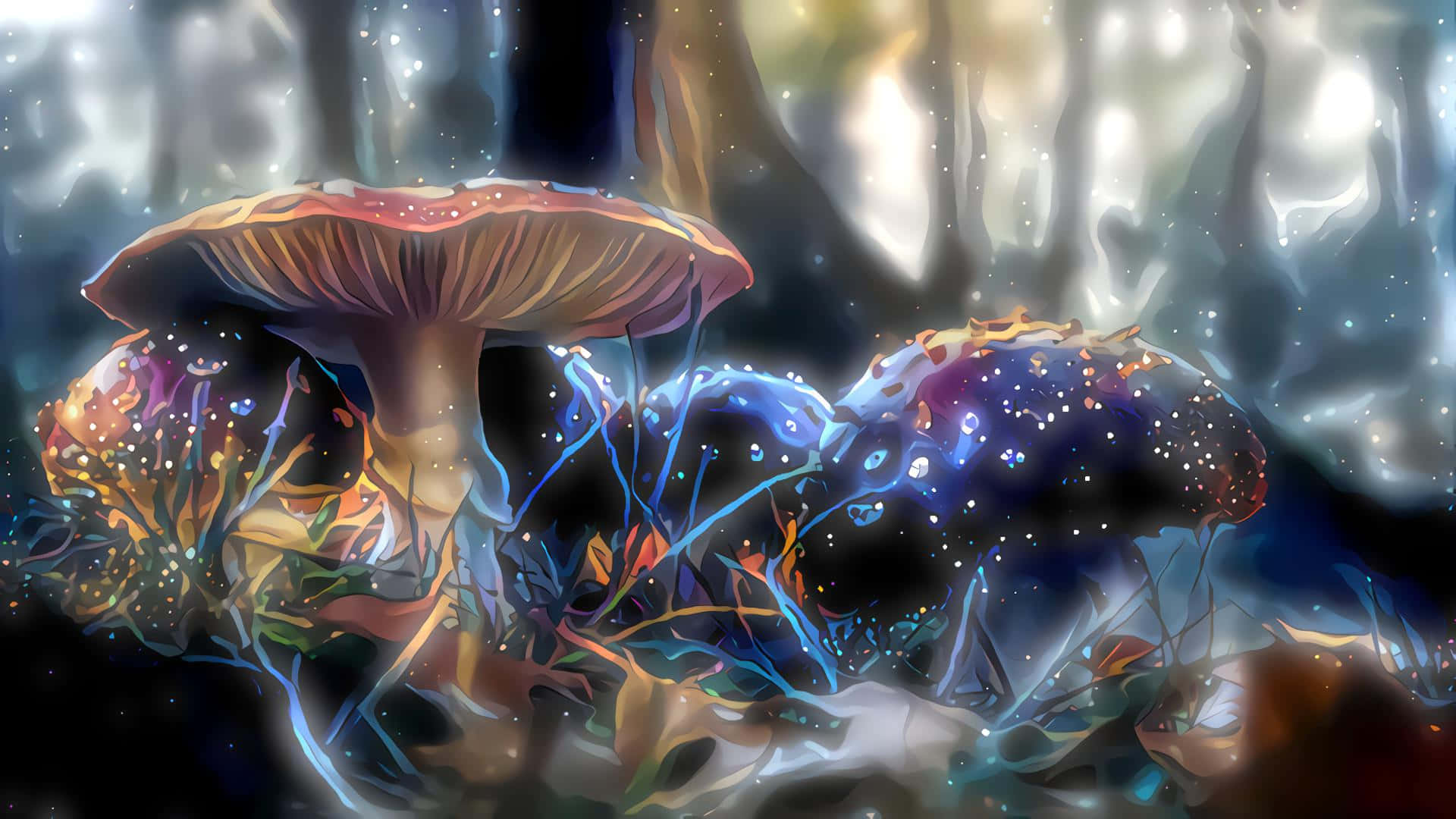 Enchanting Fungus With Glowing Cap Digital Art